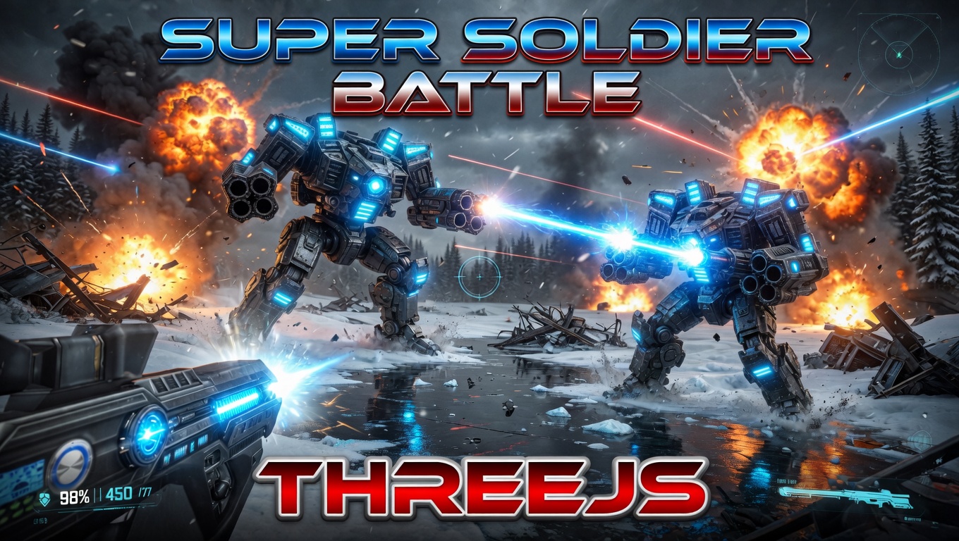 Super Soldier Battle - free browser FPS game built with Three.js